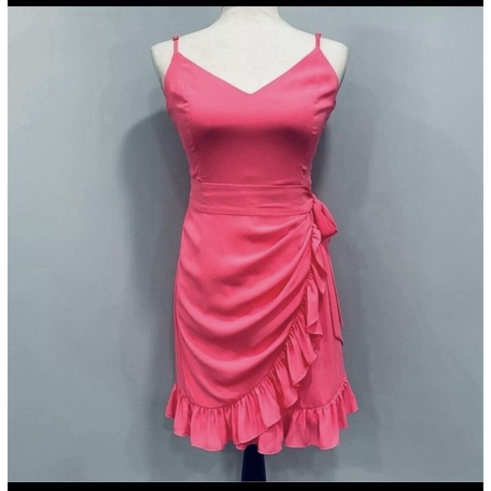 LILLY PULITZER 4 Alisa Wrap Mini Ruffle Dress Bright Aura Pink Resort Barbiecore